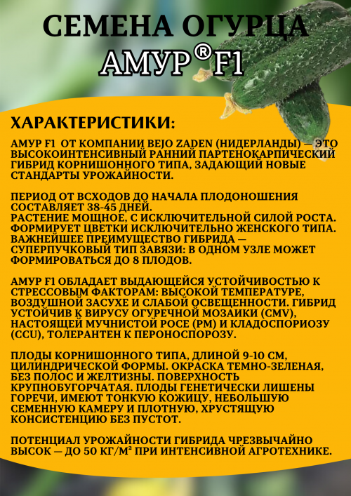 Амур F1 семена огурца